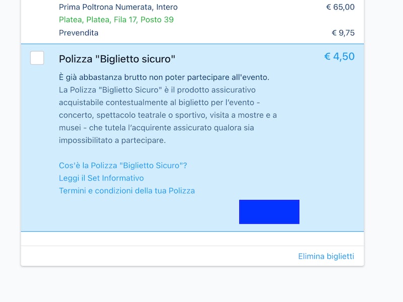 Polizza biglietto futuro