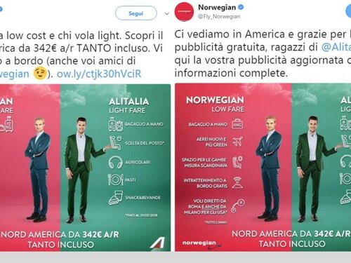 Alitalia e Norwegian Air: è guerra sui social