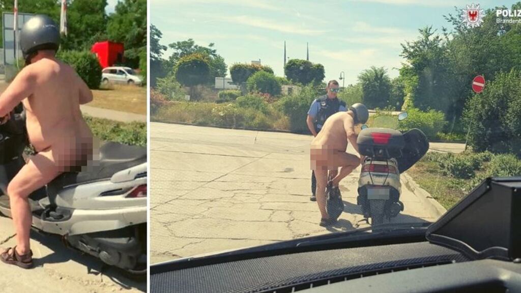 Gira nudo in scooter e la polizia lo ferma: "Fa troppo caldo"