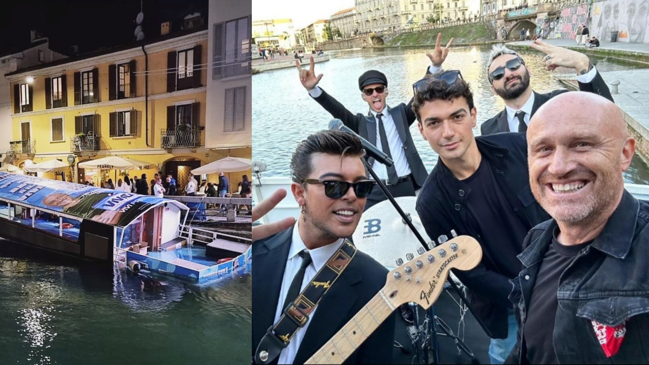 The Kolors, il live sui Navigli finisce male: semi-affondato il battello