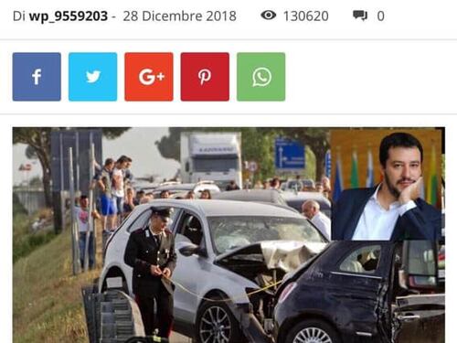 "Matteo Salvini morto sul colpo". Ma il ministro smonta la bufala