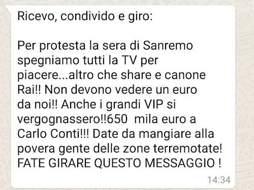 Sanremo, proteste contro il cachet stellare di Conti: "Date i soldi ai terremotati"