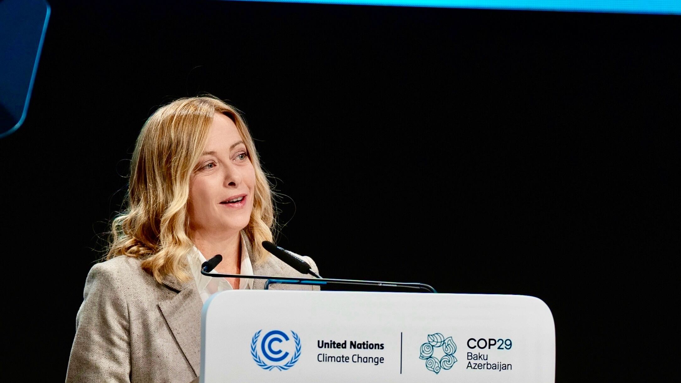 "Troppa ideologia ci porta all'insuccesso". L'intervento integrale di Giorgia Meloni alla Cop29