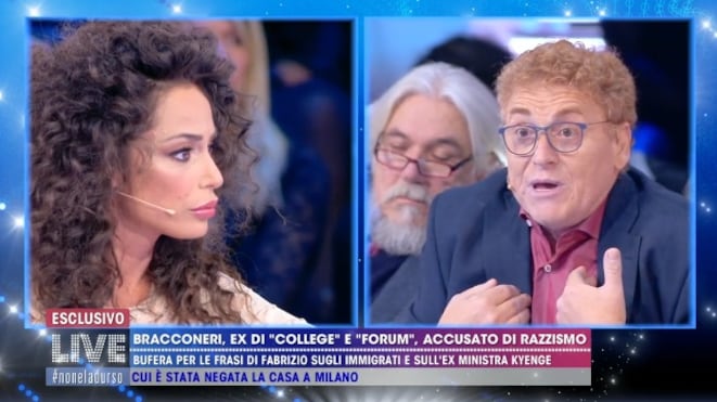 Raffaella Fico e Fabrizio Bracconeri, scontro sul razzismo nel salotto di Live!