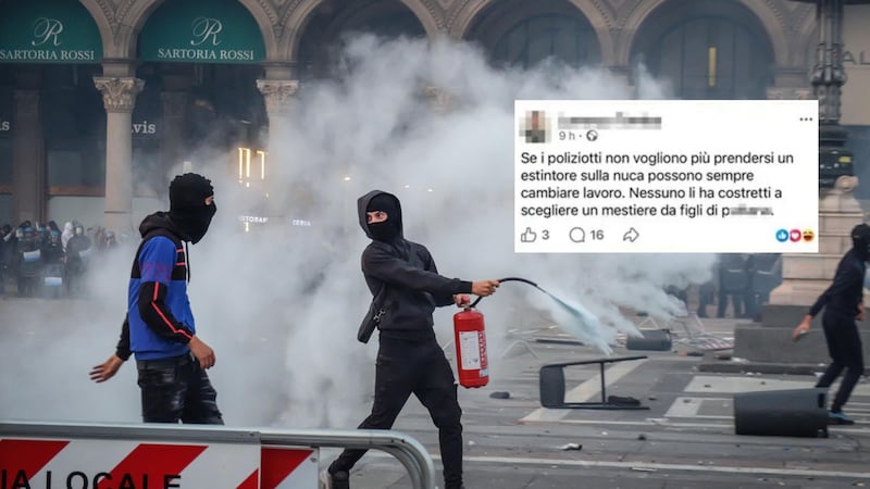 “Se i poliziotti non vogliono prendersi un estintore sulla nuca, cambino lavoro”. Il post choc del dottorando contro gli agenti