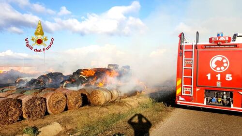 Cagliari, balle di fieno a fuoco, paura in un'azienda agricola 3