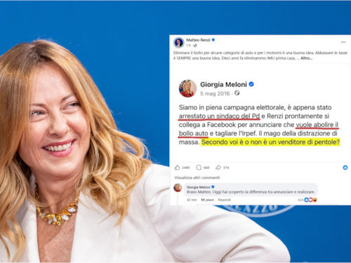 “Bravo, hai scoperto la differenza tra annunciare e realizzare”. Meloni smaschera Renzi sul bollo auto