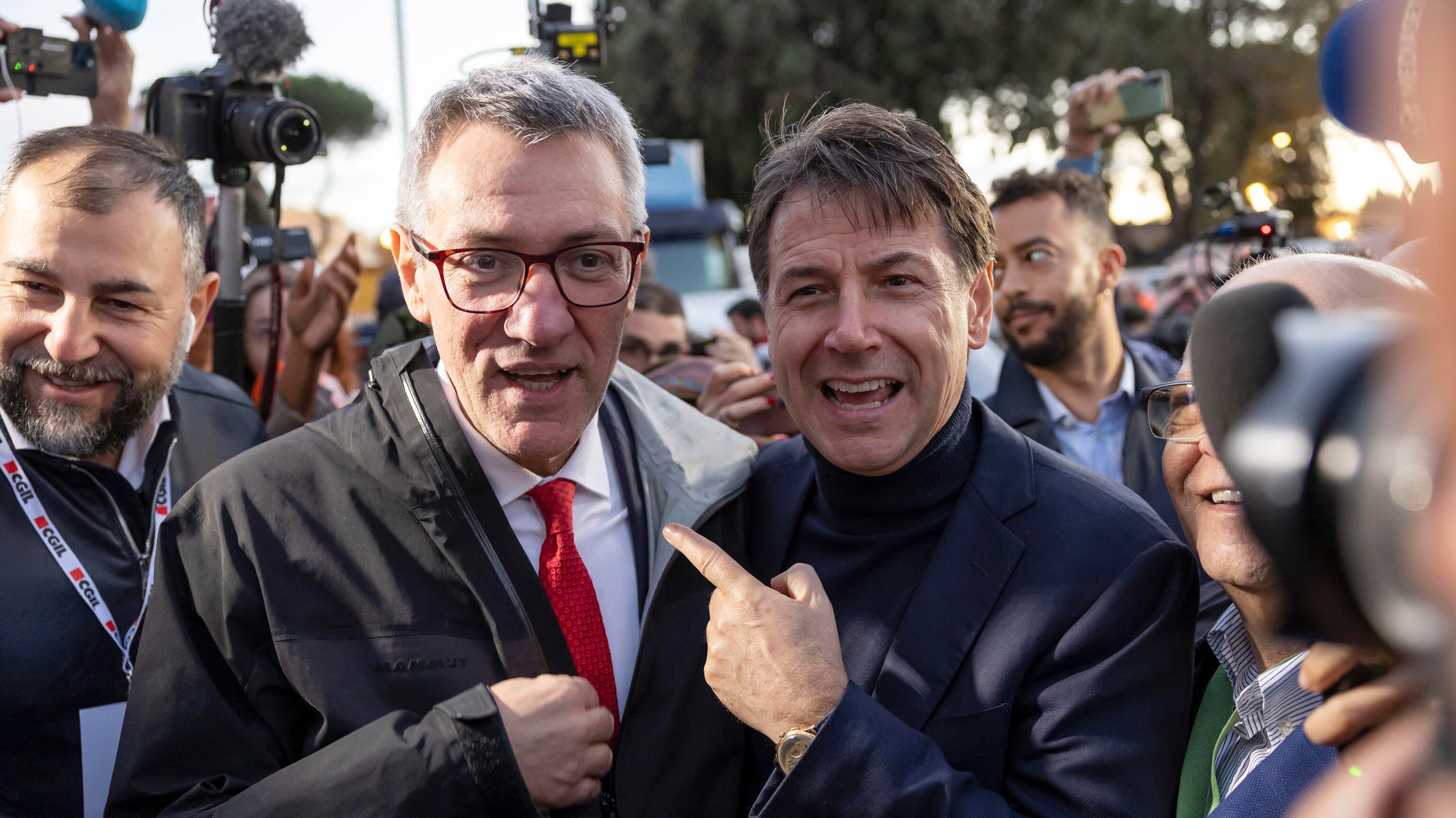 L'asse Conte-Landini: la Cgil scende in campo per il M5s nel Lazio