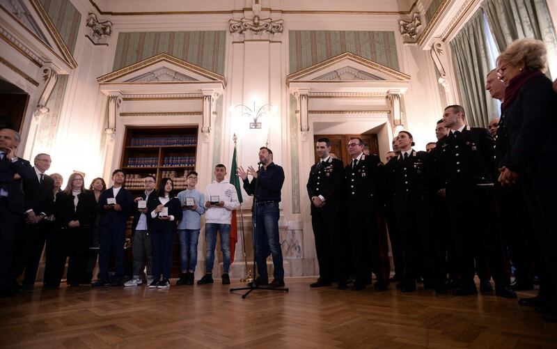 Matteo Salvini incontra Ramy e Adam e i giovani eroi dell'autobus 2