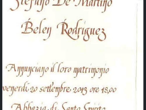 Belen, partecipazioni di matrimonio e cucina per Stefano