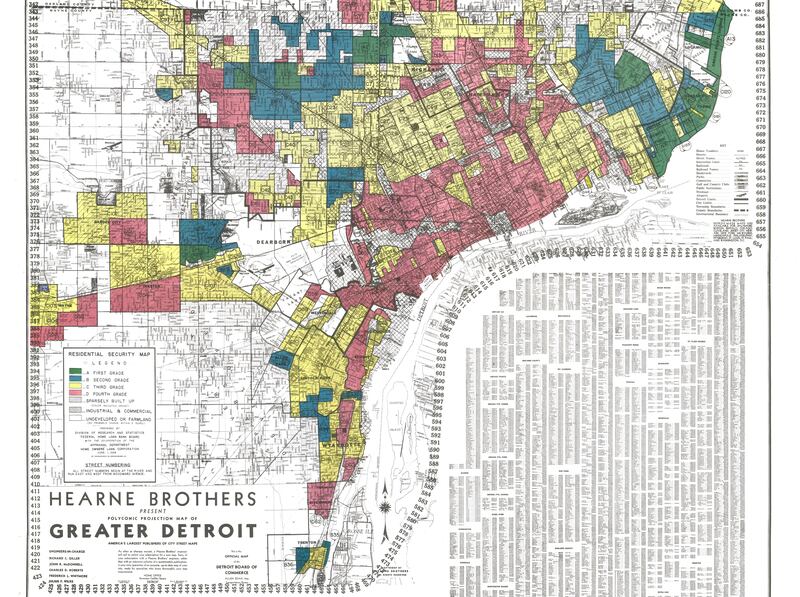 Mappa di Detroit degli anni '30.