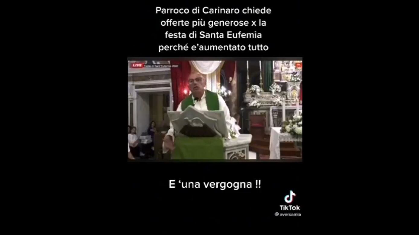 Sacerdote chiede più soldi ai fedeli per organizzare la festa patronale: "È aumentato tutto"