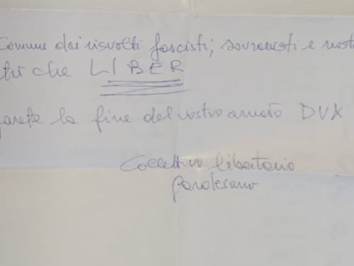 "Farete la fine del vostro amato Dux": minacce a Prevalle per la fiera del libro