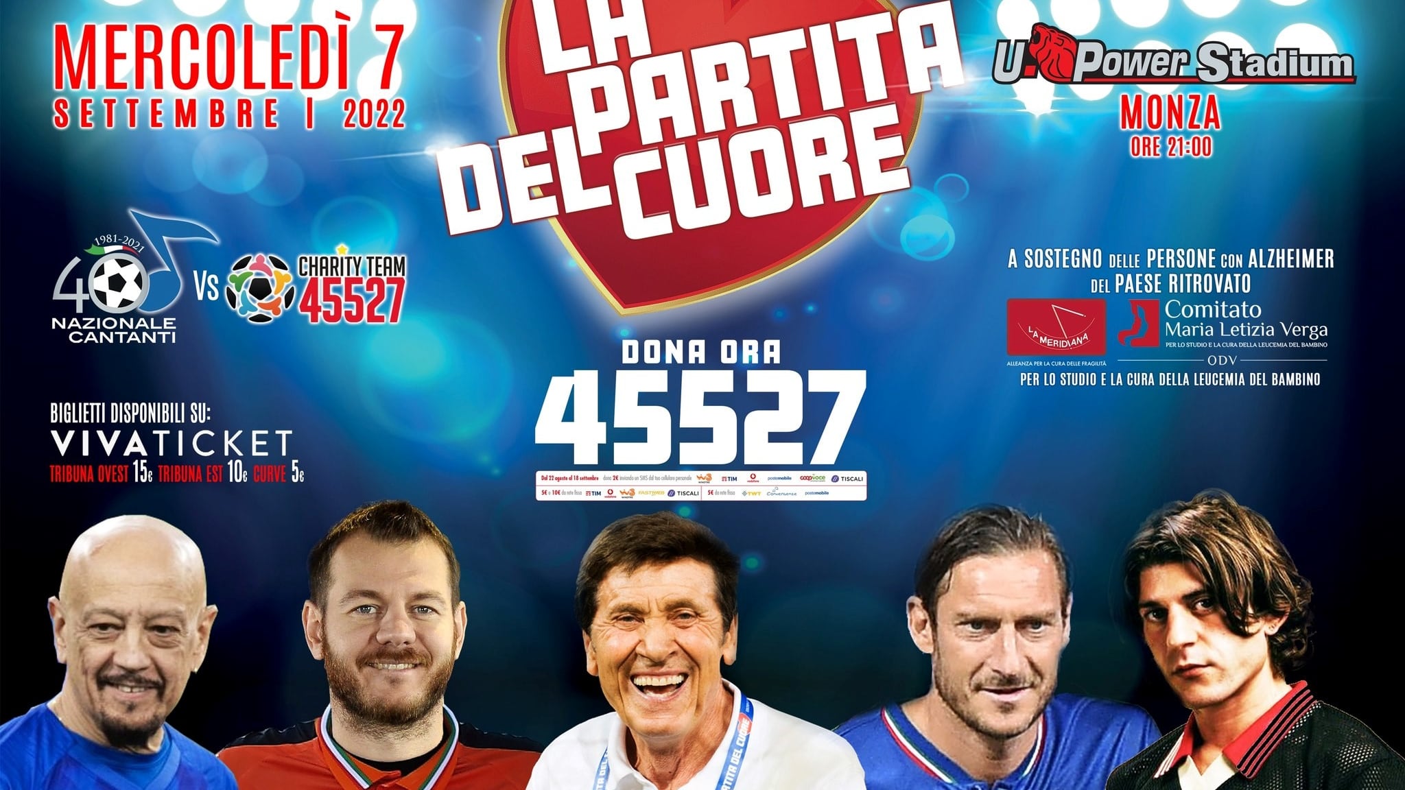 Partita del cuore, in campo anche Totti e Batigol
