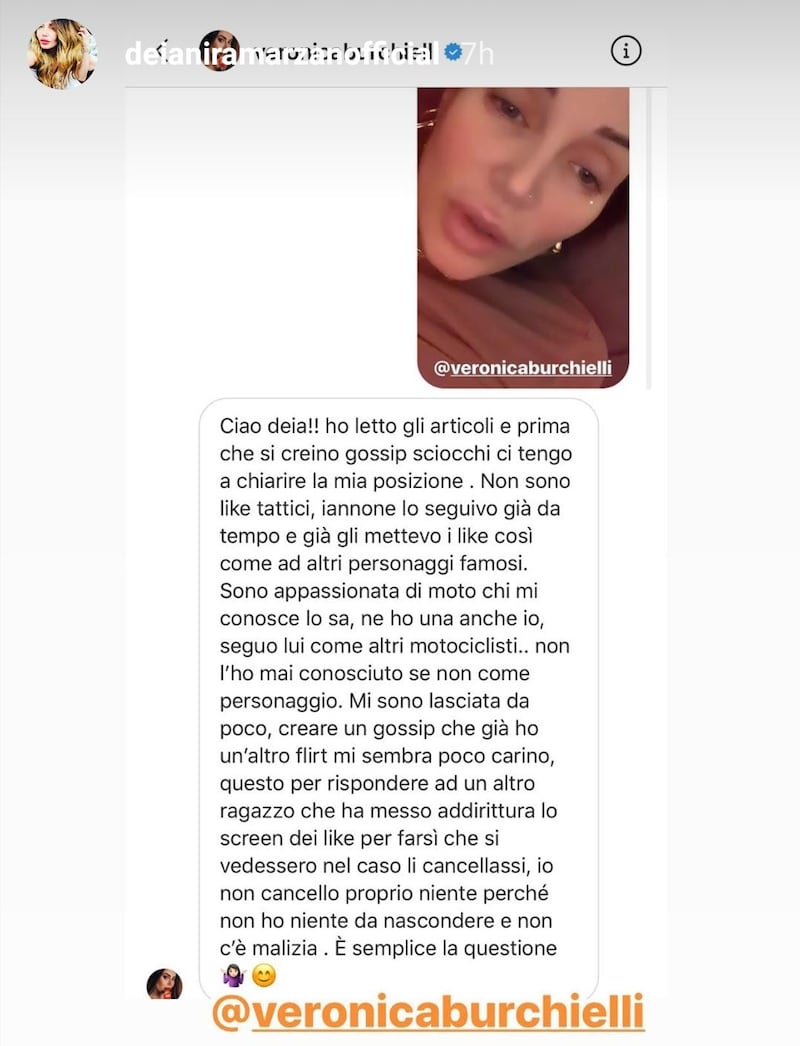 Veronica Burchielli smentita su Iannone