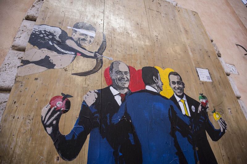 Di Maio, Zingaretti e Conte dipinti come le Tre Grazie 4