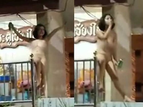 Turista ubriaca si spoglia in un santuario buddista e grida oscenità