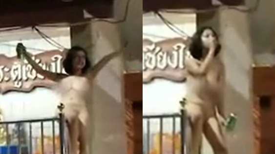 Turista ubriaca si spoglia in un santuario buddista e grida oscenità