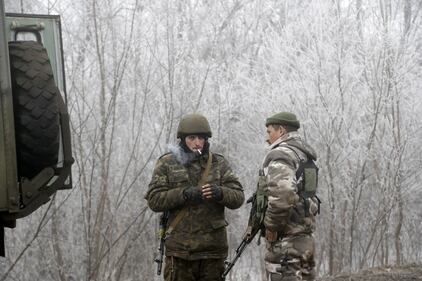 Militari schierati a Debaltseve 2