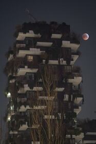 L'eclissi lunare tra i palazzi di Milano 4