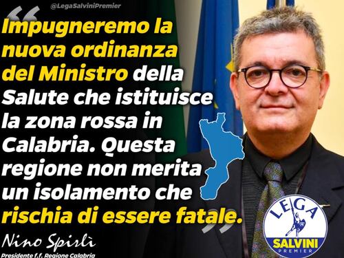 Calabria "zona rossa"? Spirlì impugna l'ordinanza
