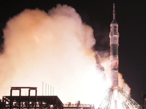 La partenza della Soyuz da Baikonour
