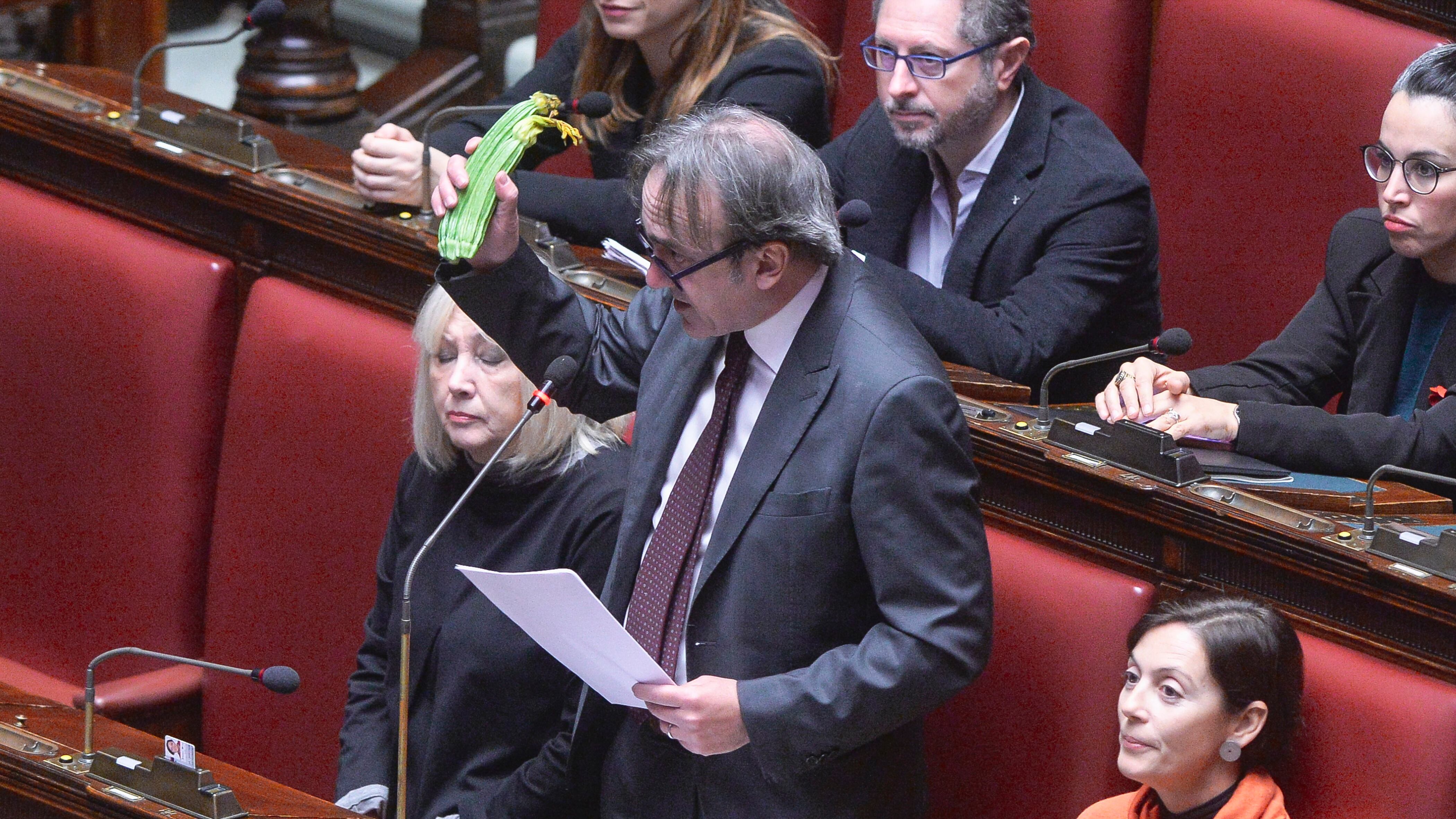Ortaggi, mani nere e cartelli. L'opposizione trasforma l'Aula in un mercato