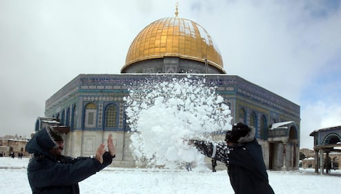 Una coltre di neve ricopre Gerusalemme 1
