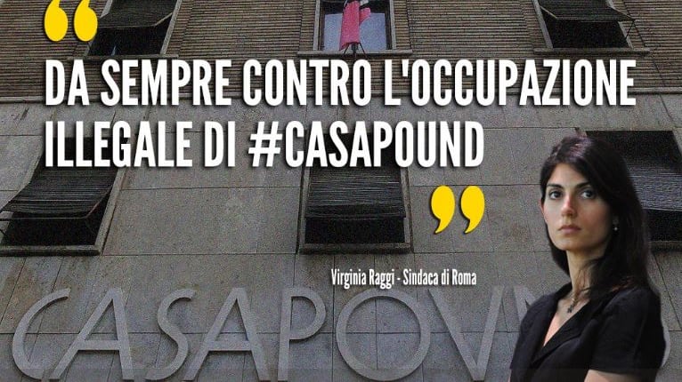 Raggi: "Antifascista da sempre". Casapound: "Pulisca la città"