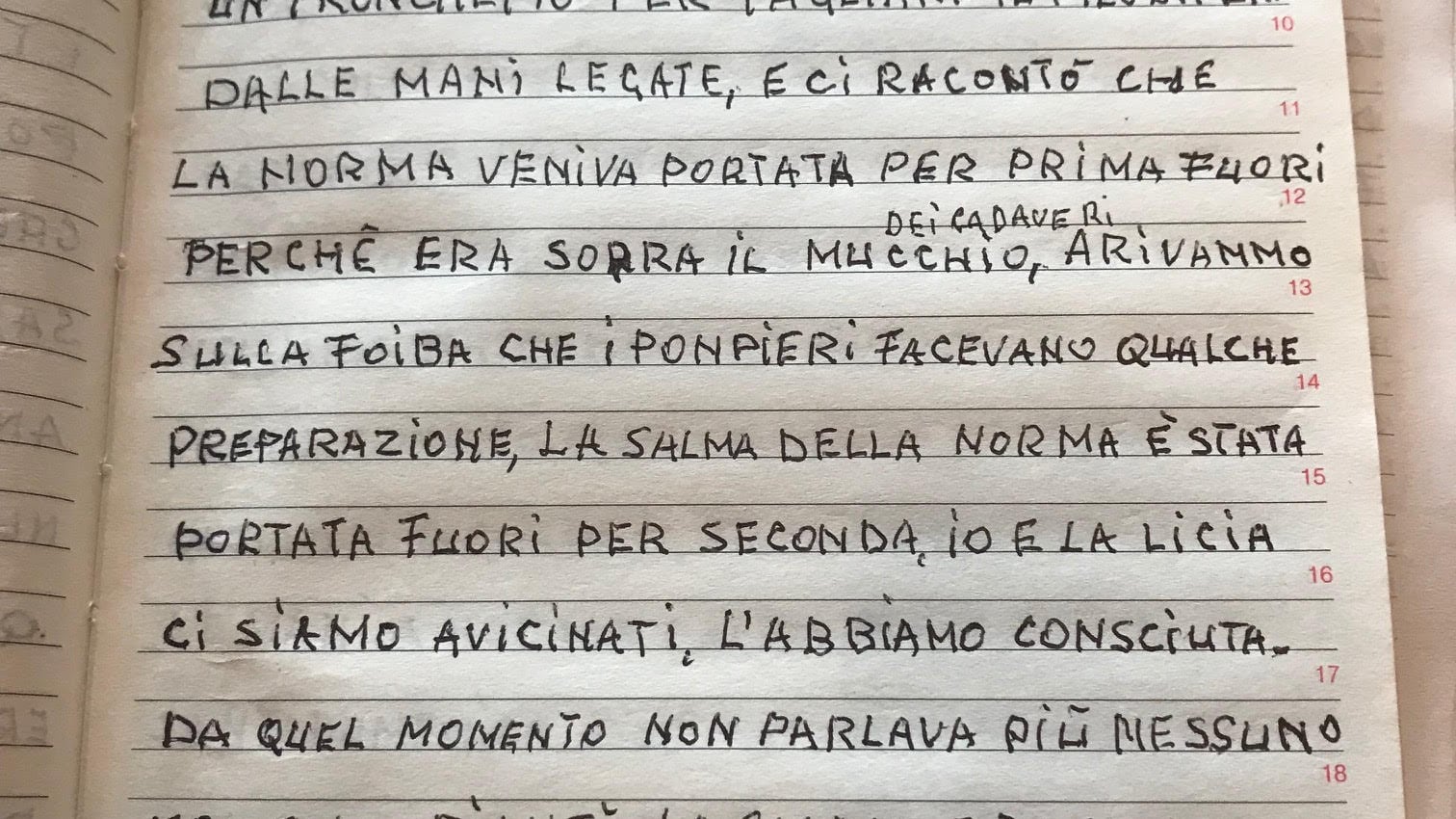 Il diario del martirio: "Così ho slegato i polsi al cadavere di Norma"