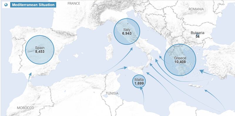 cartina con i dati degli arrivi