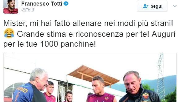 Zeman a mille, gli auguri di Totti: "Mi hai fatto allenare così"