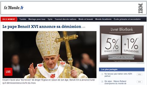 La notizia delle dimissioni del Papa sui giornali esteri 11