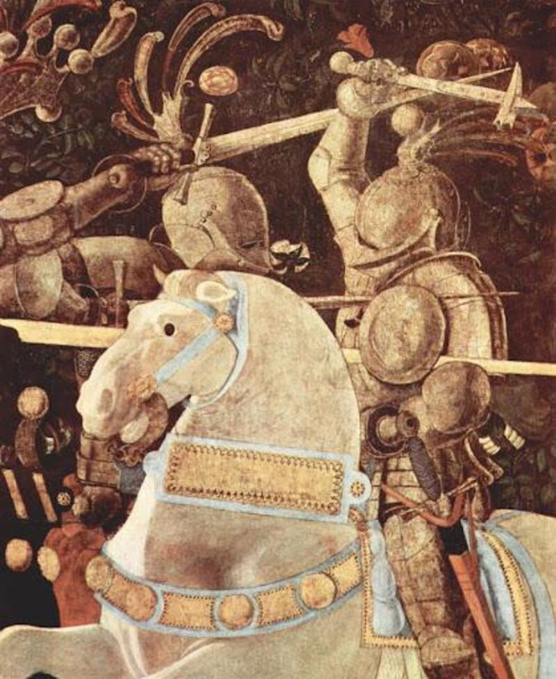 Arazzo medievale con martello