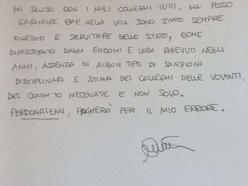 La lettera di Cinturrino: "Perdonatemi, pagherò per il mio errore"