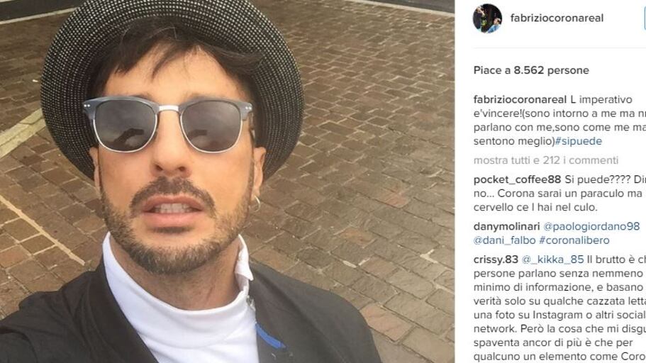 Fabrizio Corona, l'ultimo post prima dell'arresto: "Vincere"