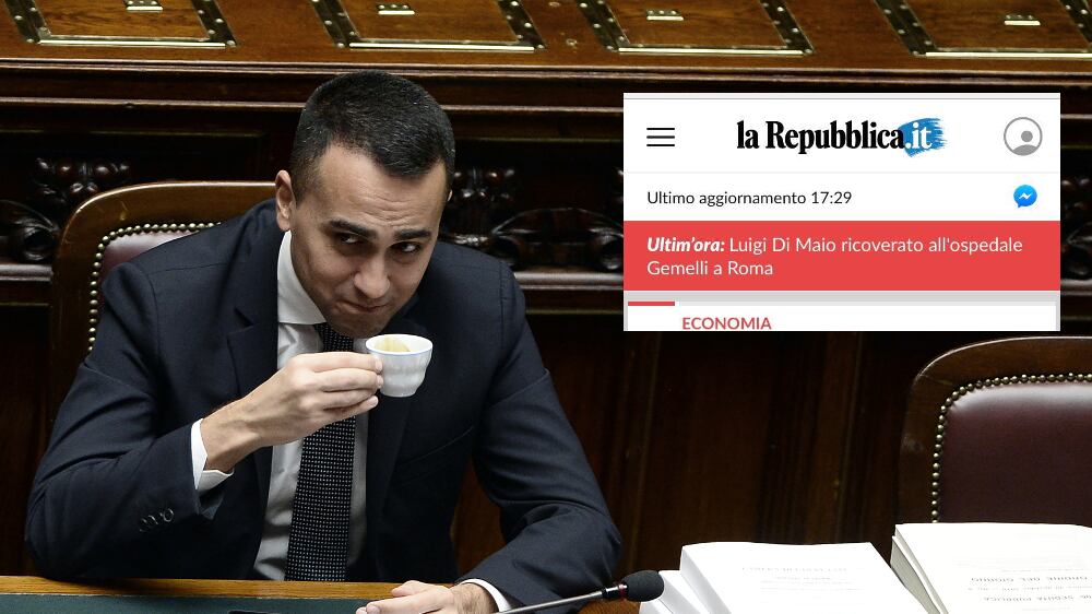 "Di Maio ricoverato al Gemelli". Ma è solo un "errore tecnico" di Repubblica
