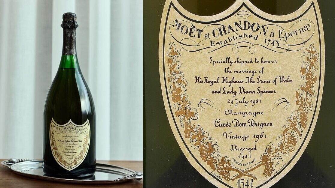 All'asta la bottiglia di champagne del matrimonio di Carlo e Diana: quanto può valere il cimelio