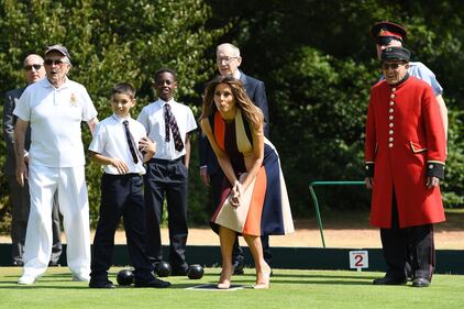 Melania Trump gioca a bocce col marito di Theresa May 2
