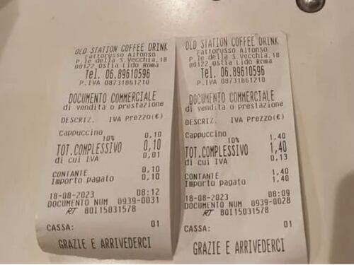 L'estate degli scontrini folli. Cappuccino senza schiuma? Paghi di più