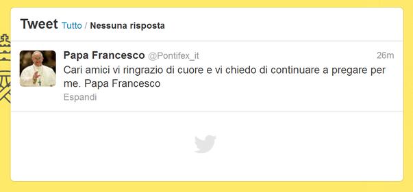 Il primo tweet di papa Francesco 1