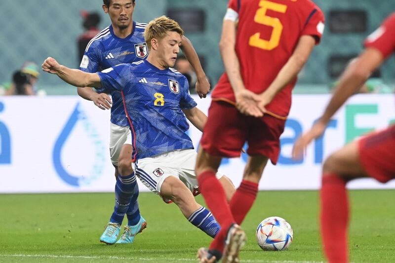 Mitsu Doan segna il gol dell'1-1 in Giappone-Spagna
