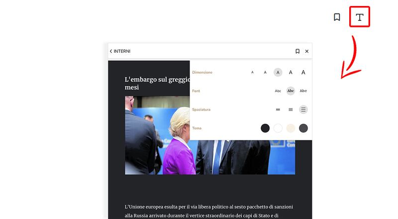 Il Giornale Digitale - Opzioni lettura