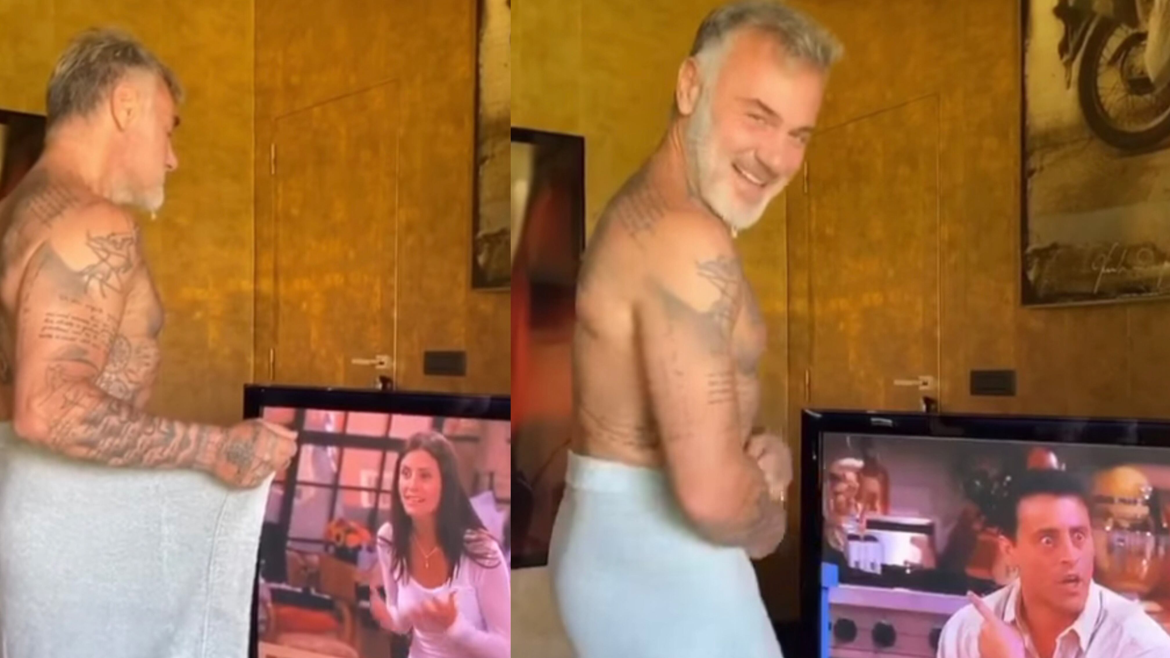 Gianluca Vacchi mostra le sue grazie. E i personaggi di Friends sono basiti