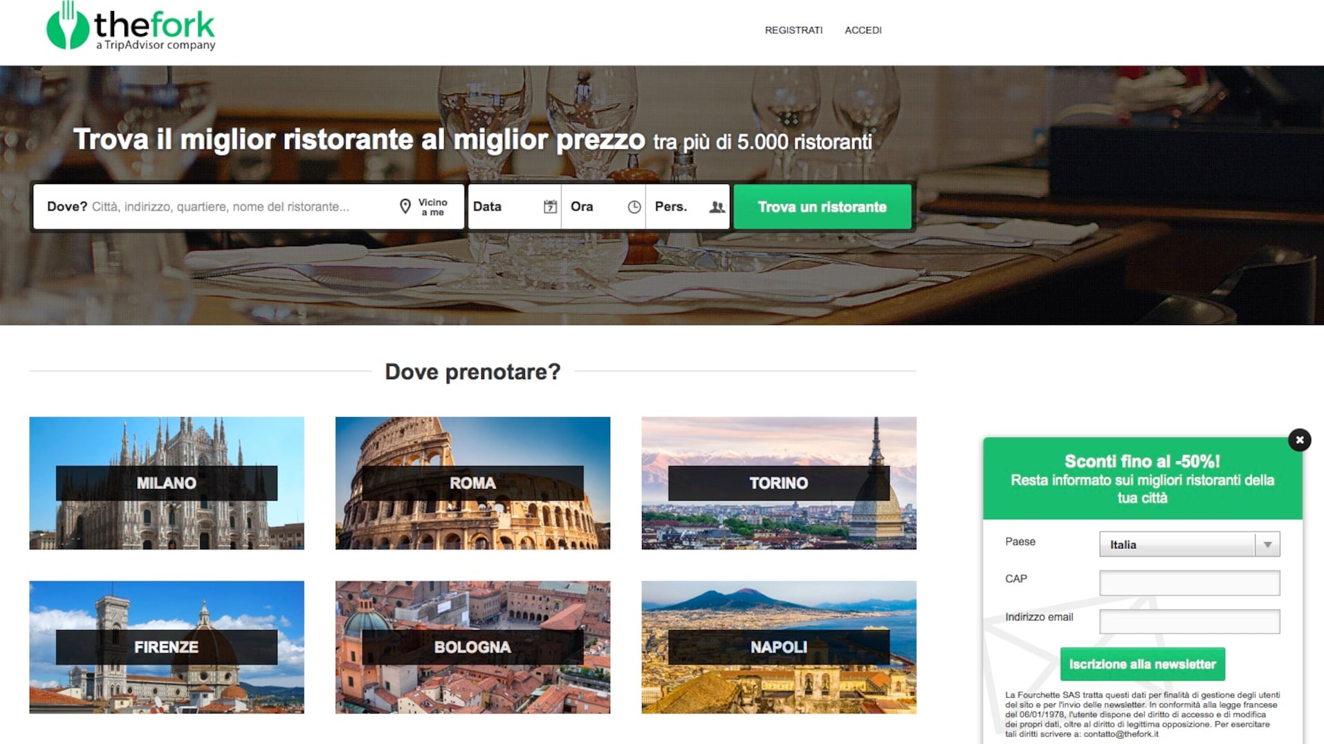 TheFork, basta un clic per prenotare il ristorante online
