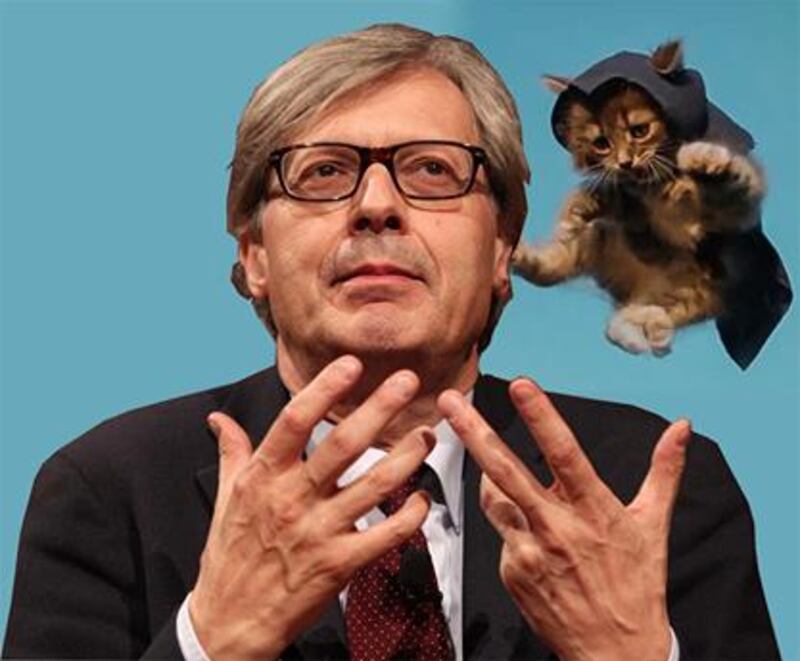 Vittorio Sgarbi invaso da immagini di gatti 10
