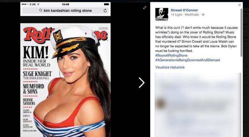 Sinead O'Connor contro Kim Kardashina