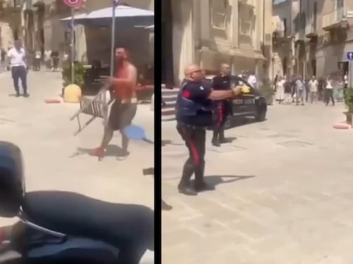 Lecce, terrore in centro: straniero coperto di sangue aggredisce i passanti, e gli agenti lo fermano col taser