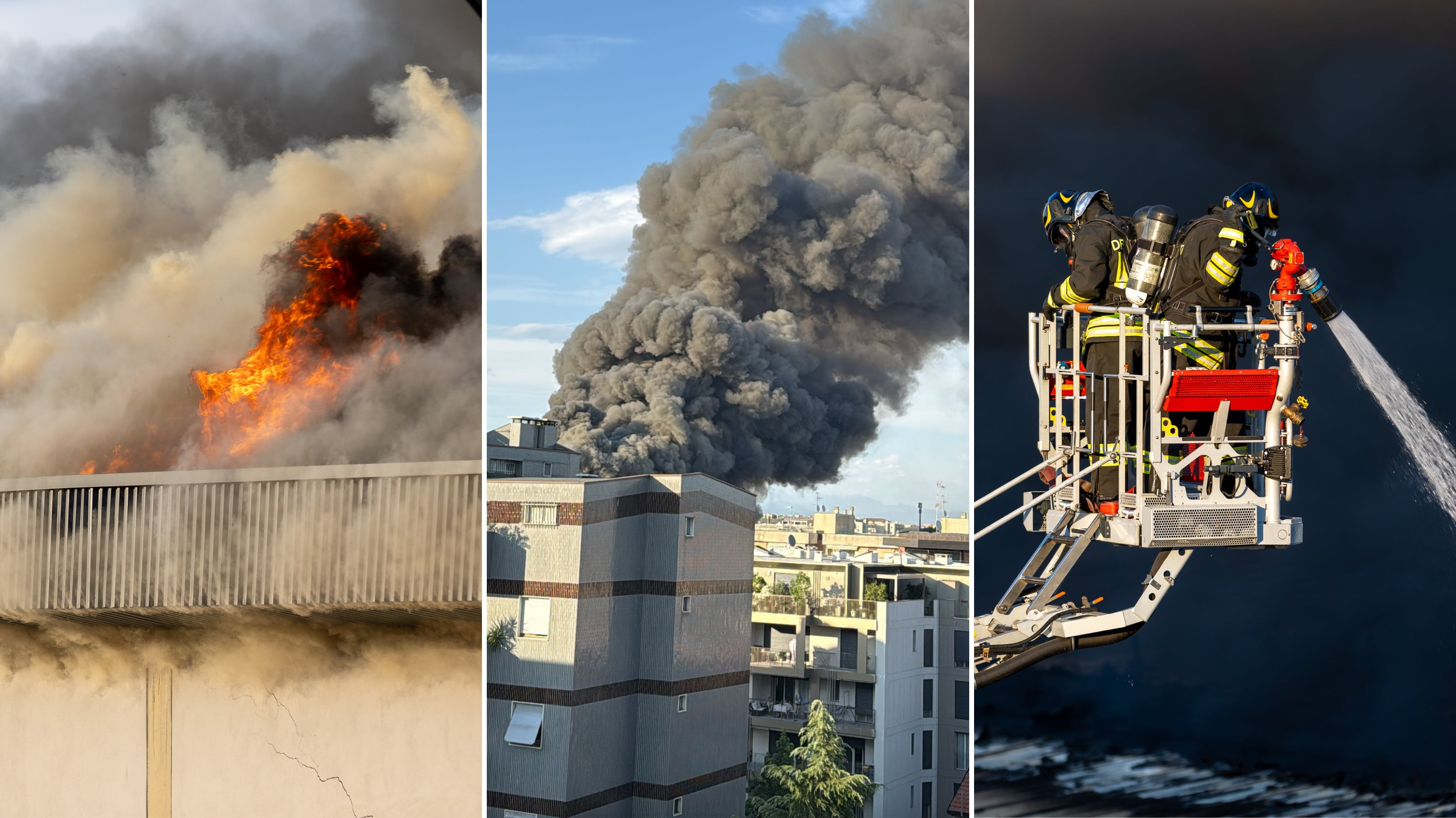 Vasto incendio in un deposito Bartolini di Milano, esplosioni e fumo