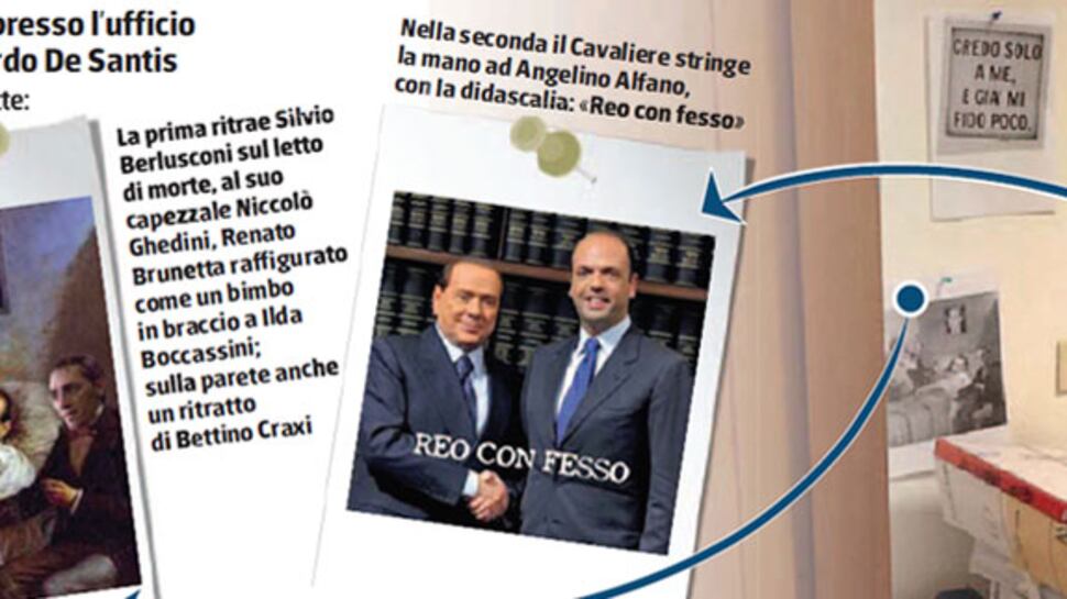 Le foto che sbeffeggiano il Cav spariscono dalla stanza del pm